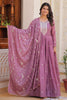 Wonderful Pink Sequins Georgette Wedding Wear Gown With Dupatta