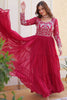 Tantalizing Pink Sequins Georgette Festival Wear Gown