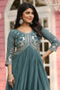 Stunning Sea-Green Sequins Georgette Event Wear Gown