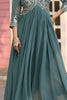 Stunning Sea-Green Sequins Georgette Event Wear Gown