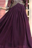 Fascinating Wine Sequins Georgette Festival Wear Gown