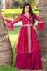 Delightful Pink Bandhani Print Georgette Wedding Lehenga With Long Top