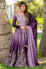 Impressive Purple Sequins Work Chinon Designer Gown With Net Dupatta