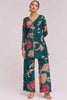 Lovely Teal Blue Digital Printed Crepe Office Wear Co-Ord Set