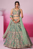 Magnetic Sea Green Sequins Silk Engagement Wear Lehenga Choli