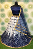 Alluring Navy Blue Net Thread Work Engagement Wear Lehenga Choli