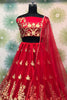 Attractive Red Zari Embroidered Net Wedding Lehenga Choli With Dupatta