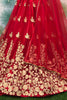Attractive Red Zari Embroidered Net Wedding Lehenga Choli With Dupatta
