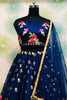 Pretty Navy Blue Zari Embroidered Net Lehenga Choli With Dupatta