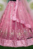Glamorous Pink Mirror Work Net Engagement Wear Lehenga Choli