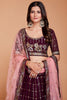 Captivating Purple Embroidered Georgette Lehenga Choli With Dupatta