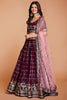 Captivating Purple Embroidered Georgette Lehenga Choli With Dupatta