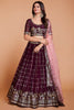 Captivating Purple Embroidered Georgette Lehenga Choli With Dupatta