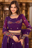 Glamorous Purple Sequins Georgette Navratri Wear Lehenga Choli