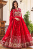 Amazing Red Embroidered Georgette Wedding Wear Lehenga Choli