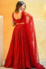 Marvelous Red Sequins Georgette Sangeet Wear Lehenga Choli