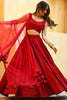 Marvelous Red Sequins Georgette Sangeet Wear Lehenga Choli