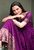 Marvelous Purple Zari Weaving Silk Festival Wear Gown