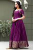 Marvelous Purple Zari Weaving Silk Festival Wear Gown