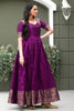 Marvelous Purple Zari Weaving Silk Festival Wear Gown