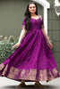 Marvelous Purple Zari Weaving Silk Festival Wear Gown