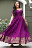 Marvelous Purple Zari Weaving Silk Festival Wear Gown