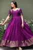 Marvelous Purple Zari Weaving Silk Festival Wear Gown