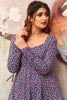 Graceful Blue Digital Printed Crepe Festival Wear Gown