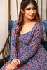 Graceful Blue Digital Printed Crepe Festival Wear Gown