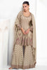 Bewitching Beige Embroidered Chinon Wedding Wear Palazzo Suit