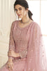 Beautiful Baby Pink Embroidered Net Recaption Wear Gown