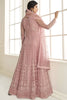 Beautiful Baby Pink Embroidered Net Recaption Wear Gown