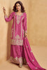Alluring Pink Zari Embroidered Chinon Eid Special Palazzo Suit