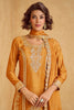 Beautiful Mustard Yellow Embroidered Chinon Festival Wear Palazzo Suit