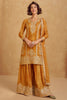 Beautiful Mustard Yellow Embroidered Chinon Festival Wear Palazzo Suit