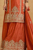 Ravishing Orange Sequins Chinon Traditional Palazzo Suit With Dupatta