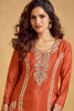 Ravishing Orange Sequins Chinon Traditional Palazzo Suit With Dupatta