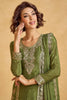 Stunning Green Zari Embroidered Chinon Mehendi Wear Palazzo Suit