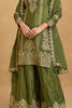 Stunning Green Zari Embroidered Chinon Mehendi Wear Palazzo Suit