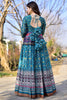 Mesmerizing Blue Digital Printed Chanderi Festival Wear Gown