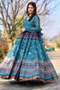 Mesmerizing Blue Digital Printed Chanderi Festival Wear Gown