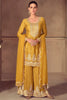 Adorable Yellow Bandhani Printed Chinon Palazzo Suit With Dupatta