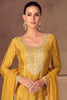 Adorable Yellow Bandhani Printed Chinon Palazzo Suit With Dupatta