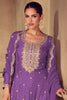 Rich Purple Sequins Chinon Traditional Palazzo Suit With Dupatta
