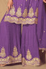 Rich Purple Sequins Chinon Traditional Palazzo Suit With Dupatta