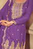 Rich Purple Sequins Chinon Traditional Palazzo Suit With Dupatta