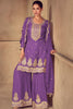 Rich Purple Sequins Chinon Traditional Palazzo Suit With Dupatta
