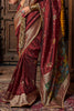 Marvelous Maroon Zari Weaving Silk Wedding Wear Saree With Blouse