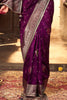 Adorable Purple Zari Weaving Silk Wedding Wear Saree With Blouse