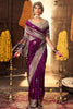 Adorable Purple Zari Weaving Silk Wedding Wear Saree With Blouse